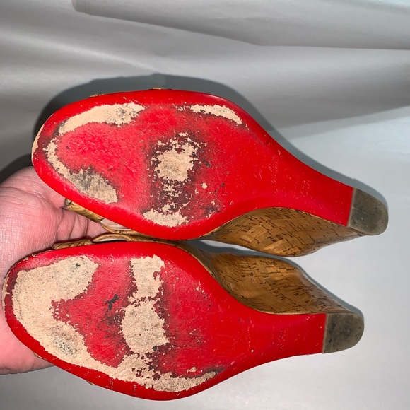 CHRISTIAN LOUBOUTIN size 38.5 cork print WEDGES - Picture 15 of 15